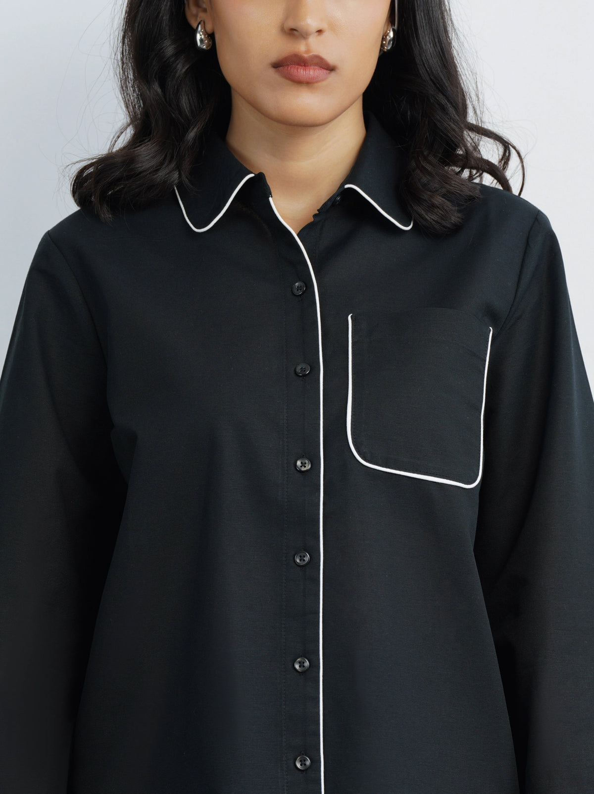 Cotton Shirt with Contrast Detail