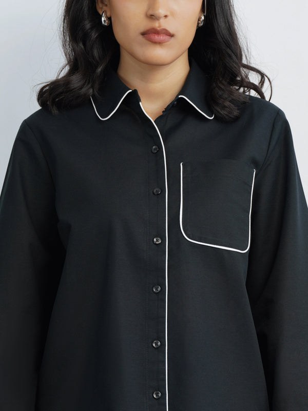Cotton Shirt with Contrast Detail