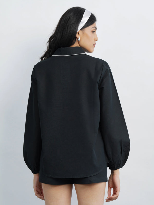 Cotton Shirt with Contrast Detail
