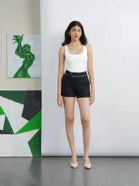 Cotton Contrast Shorts with Piping