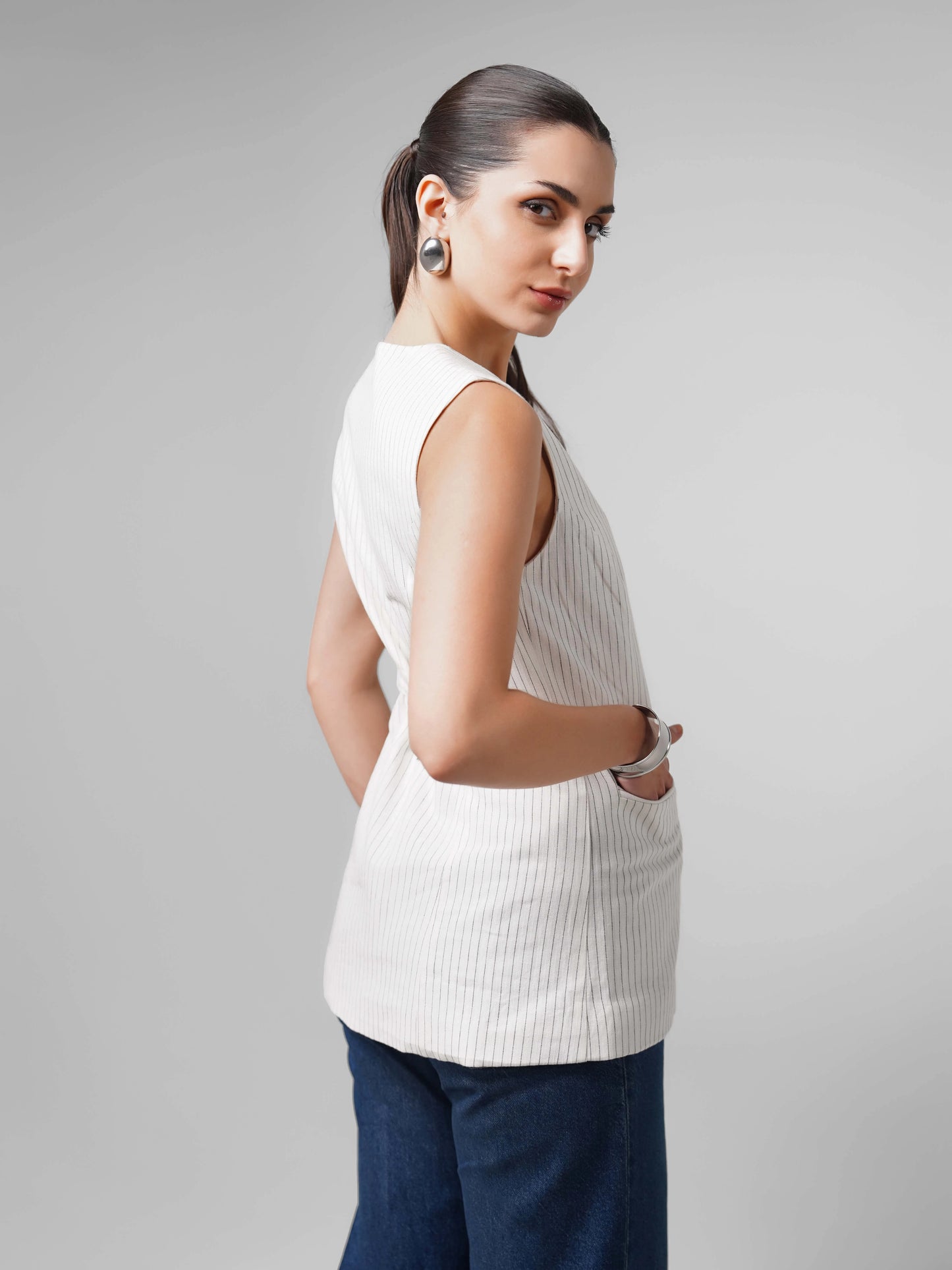 Linen Pinstripe Vest