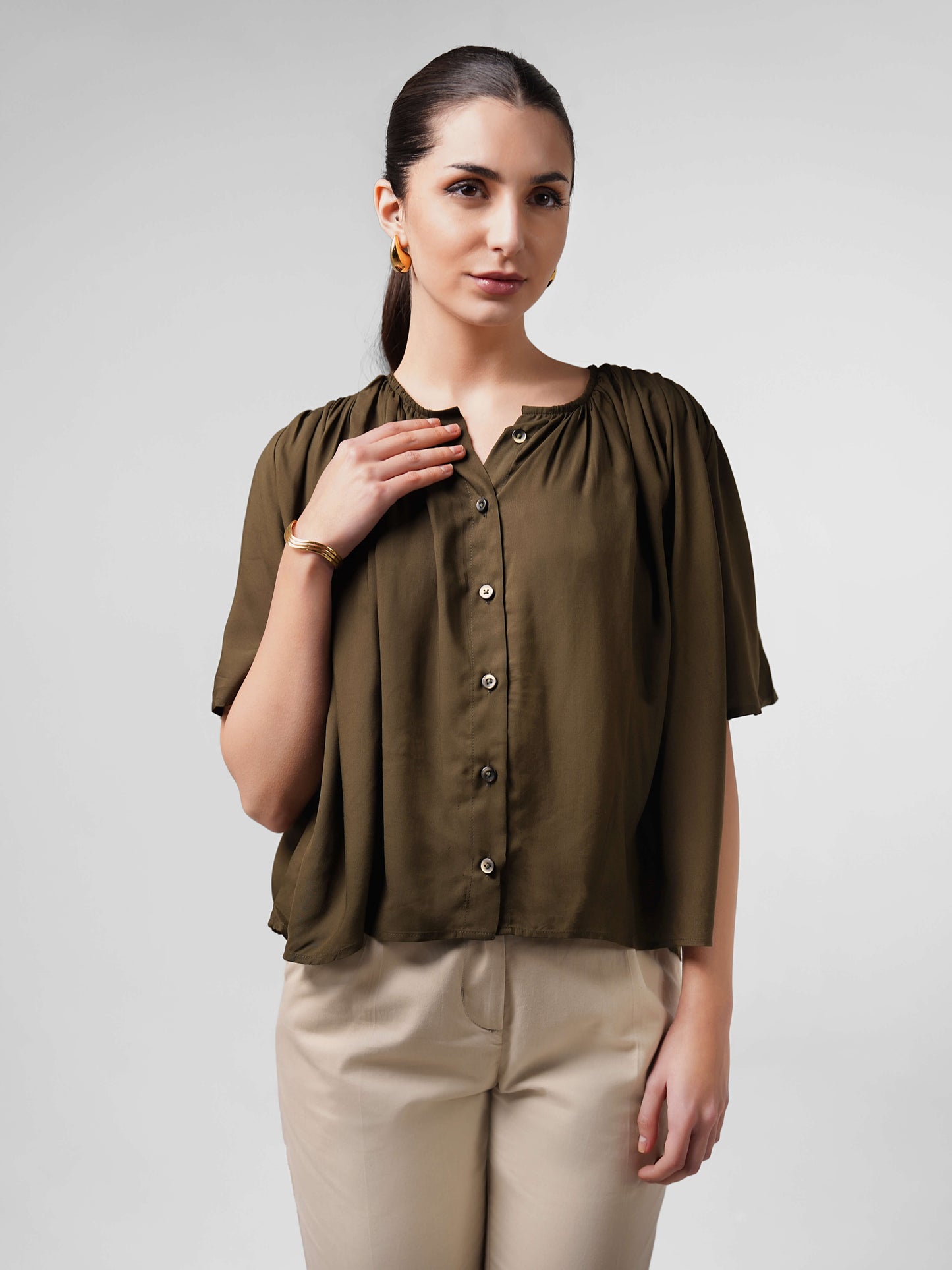 Aire Breeze Blouse - Olive