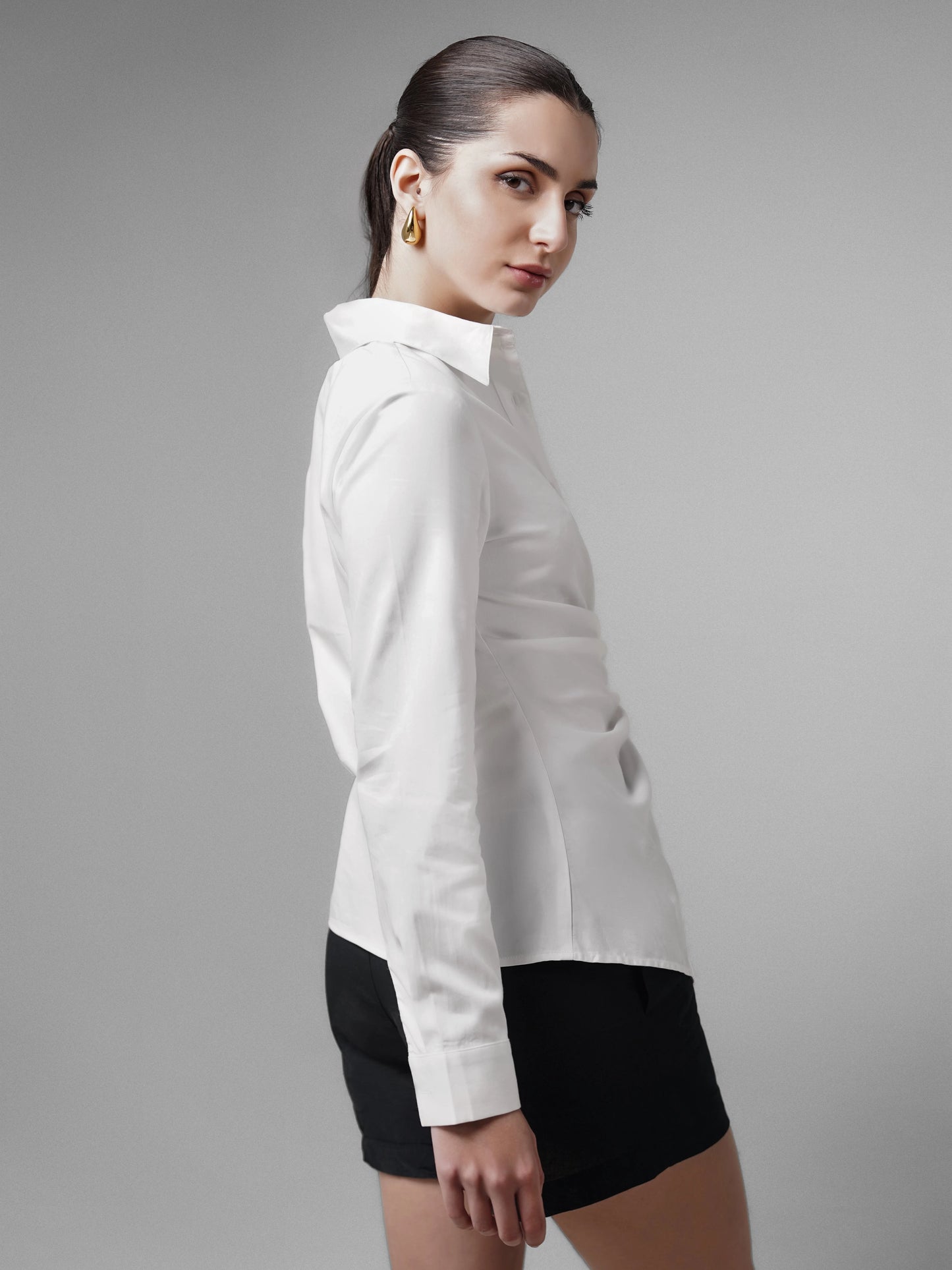 Satin Tie Up Shirt White