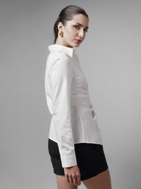 Satin Tie Up Shirt White