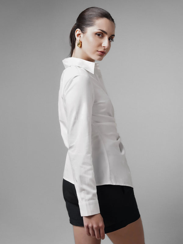 Satin Tie Up Shirt White