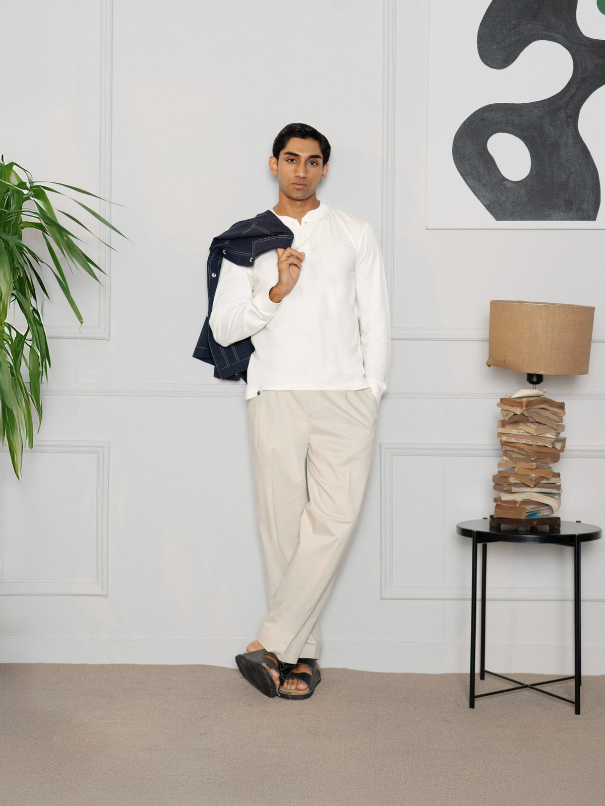 Bamboo Cotton Henley - White