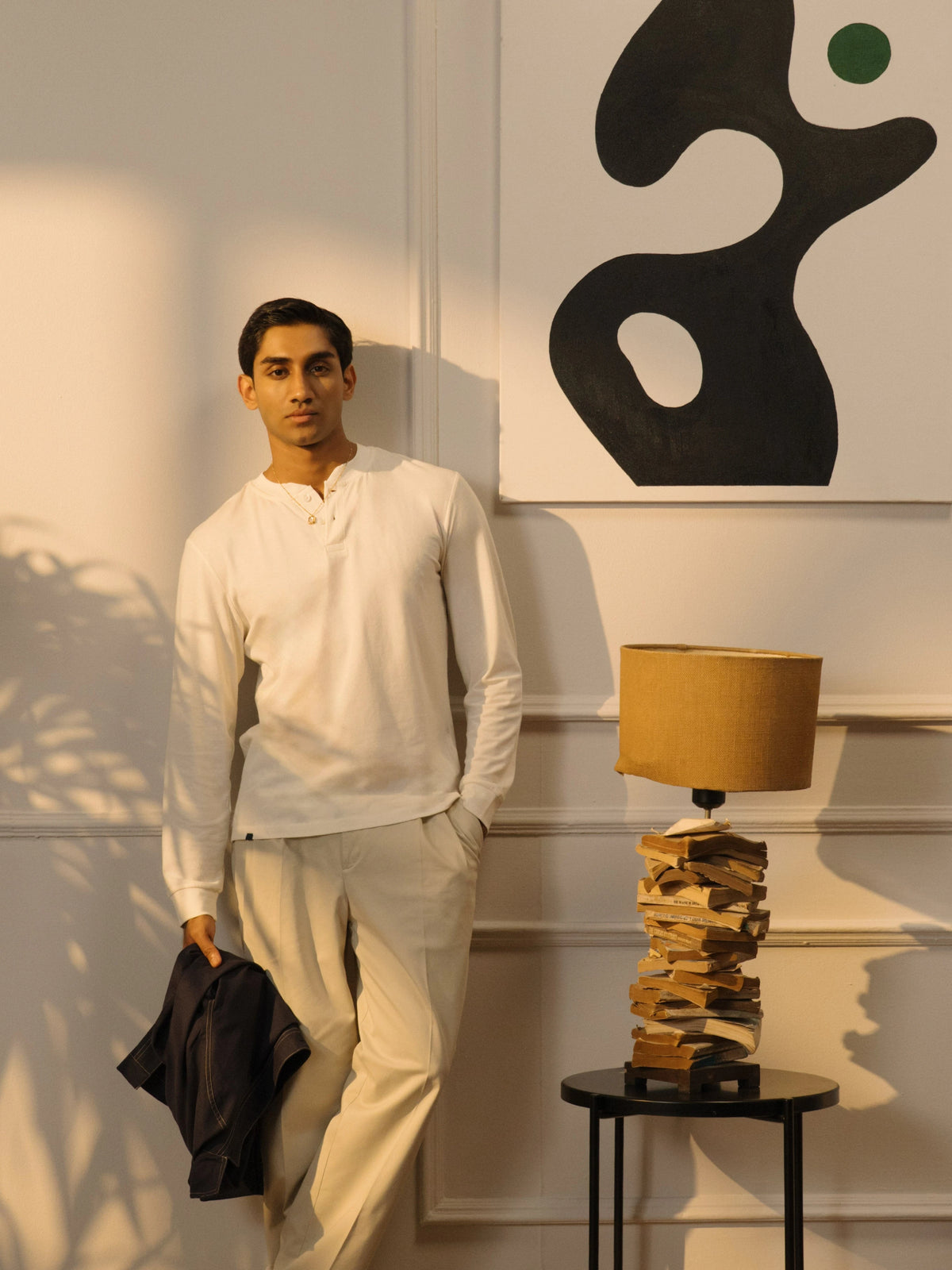 Bamboo Cotton Henley - White