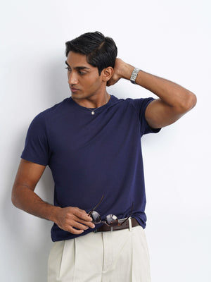 Bamboo Cotton Tee - Navy