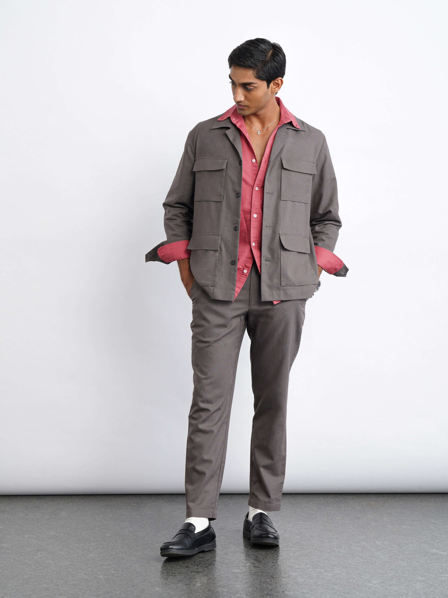 Hamptons Linen Shacket - Slate Grey