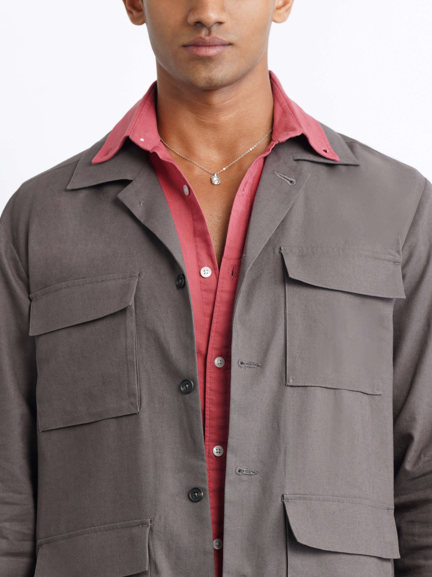 Hamptons Linen Shacket - Slate Grey