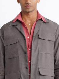 Hamptons Linen Shacket - Slate Grey