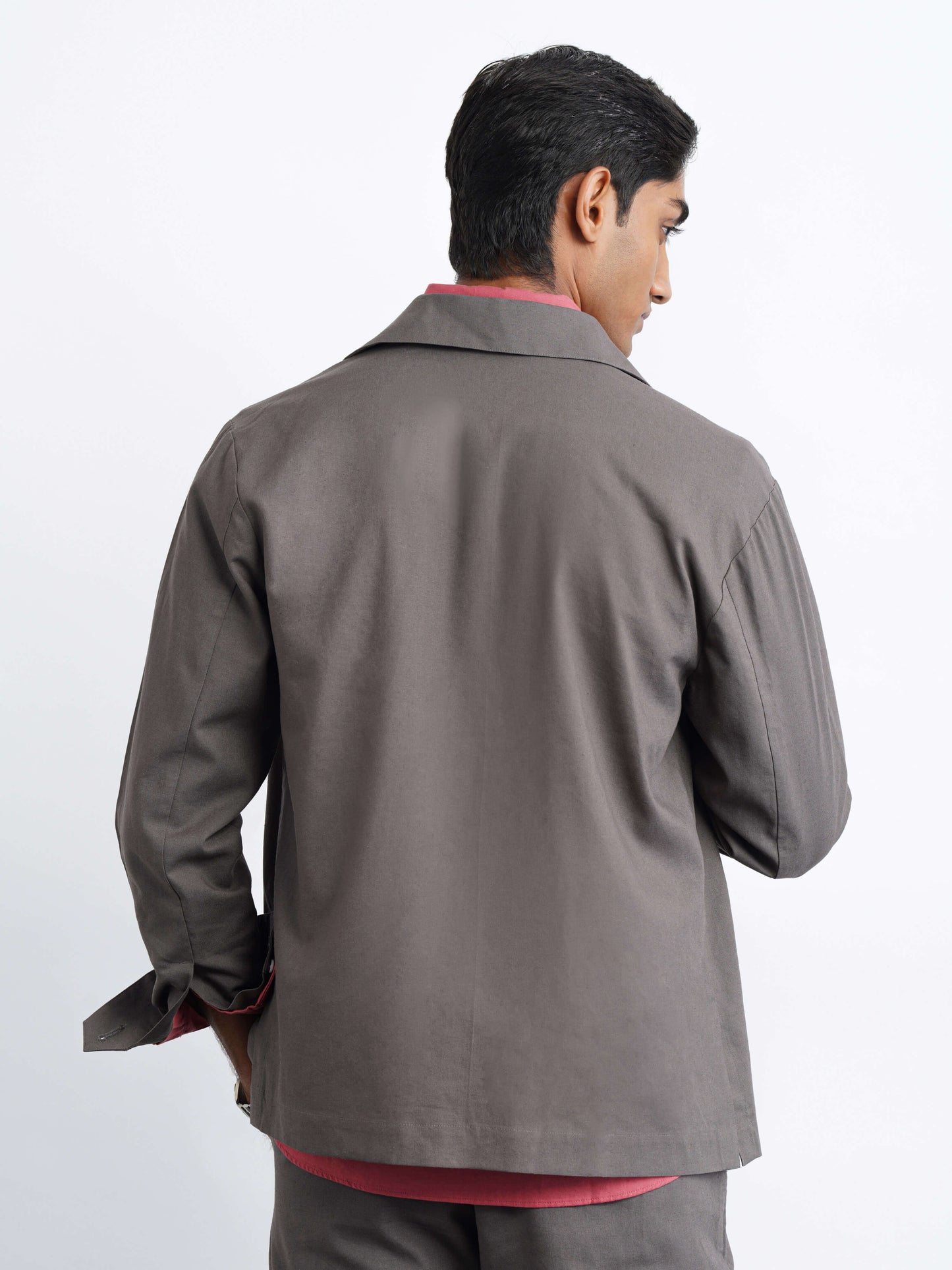 Hamptons Linen Shacket - Slate Grey