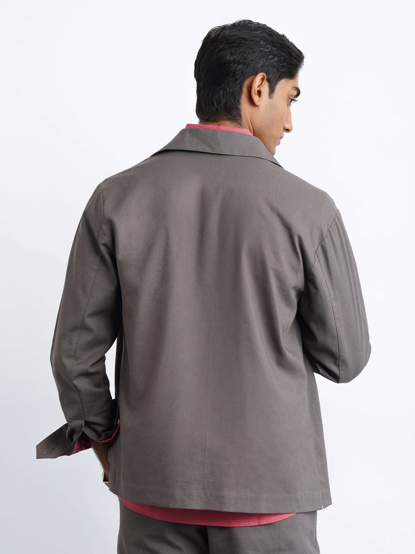 Hamptons Linen Shacket - Slate Grey