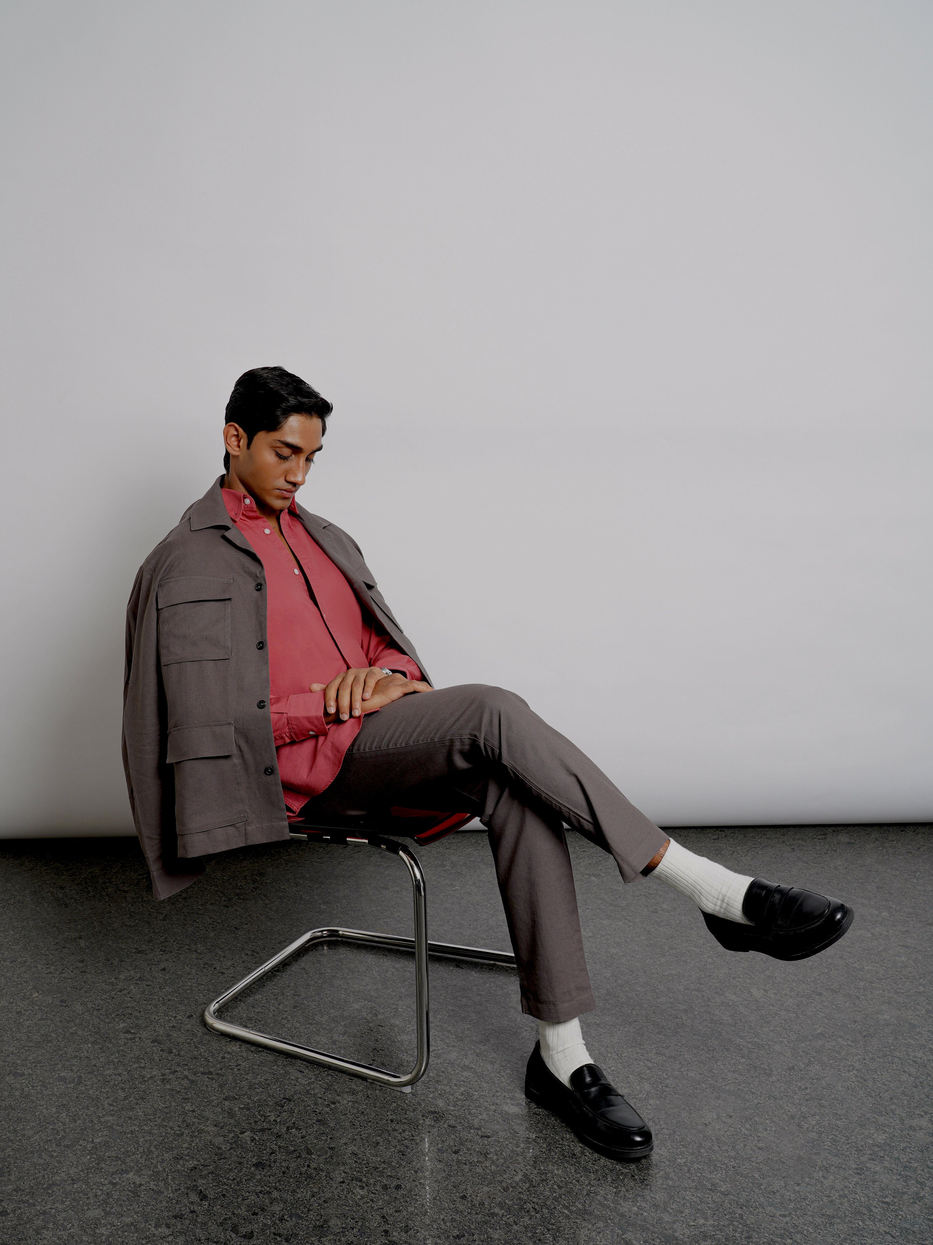 hamptons linen shacket - slate grey