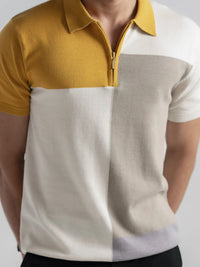 Colourblock Cotton Polo - Dijon