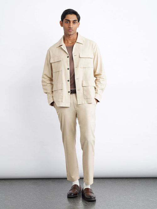 hamptons linen shacket - beige