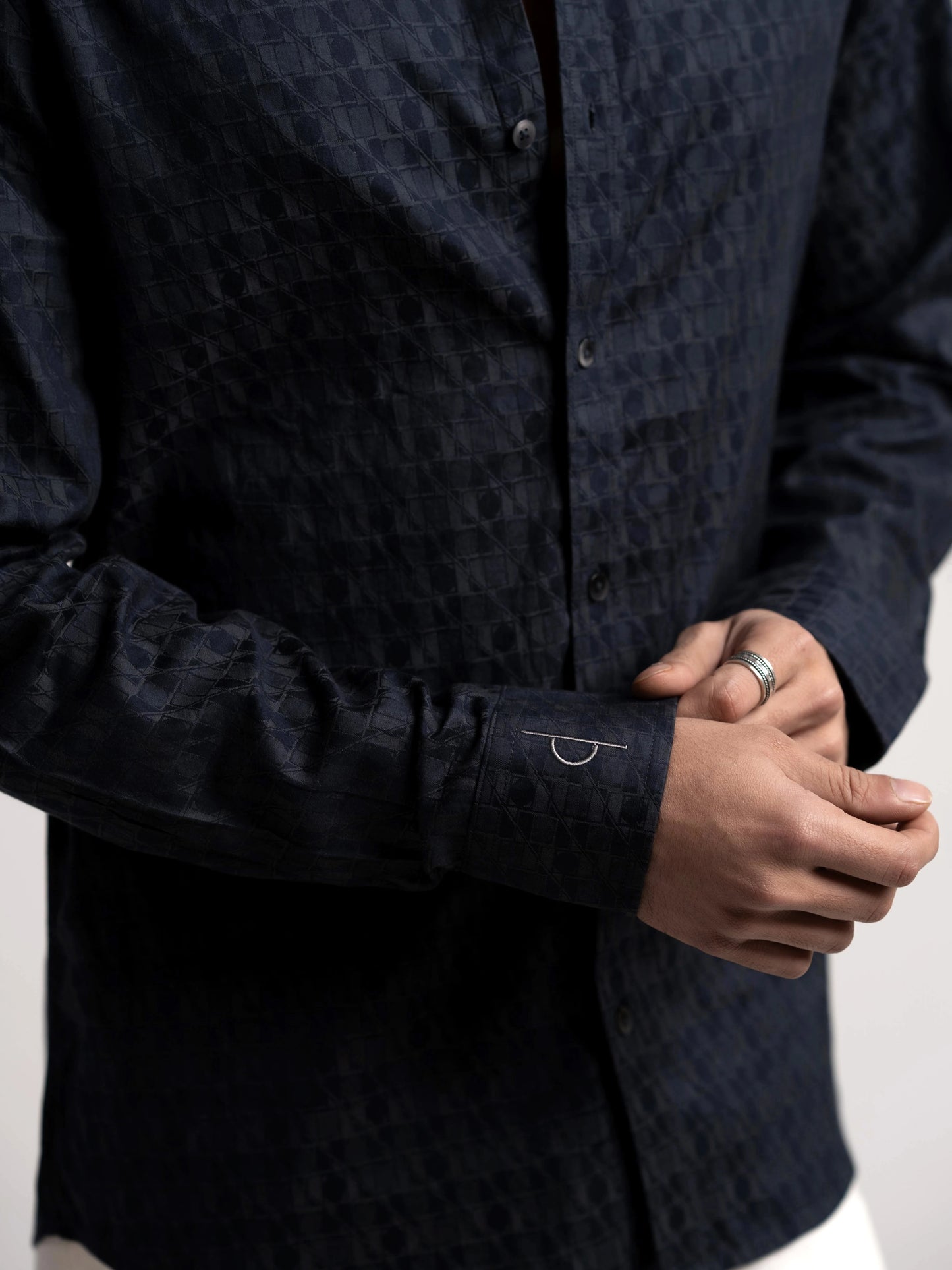 Sirius - Jacquard Cotton Regular Fit Black Shirt