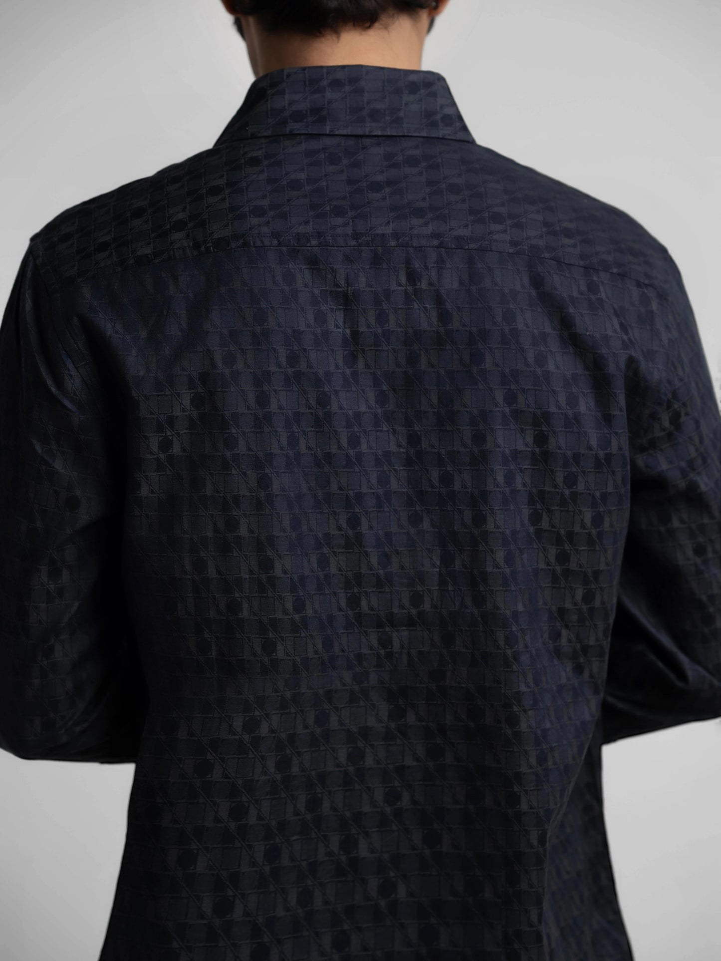 Sirius - Jacquard Cotton Regular Fit Black Shirt
