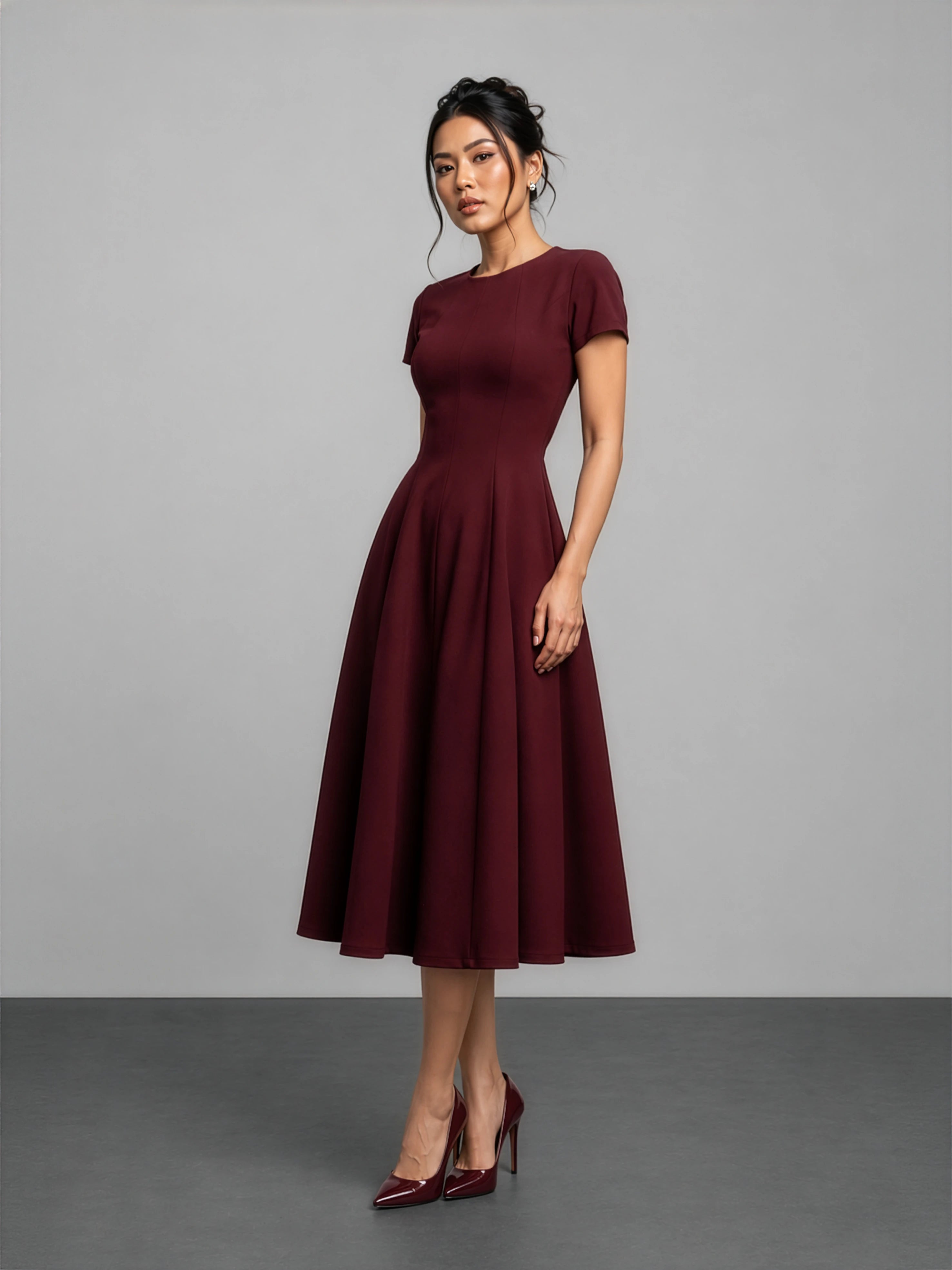 Essential Midi Dress - Burgundy