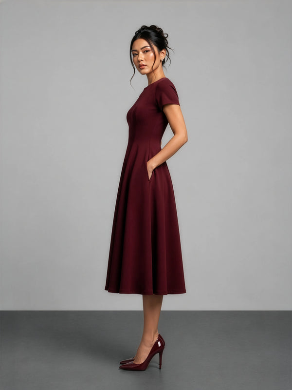 Essential Midi Dress - Burgundy