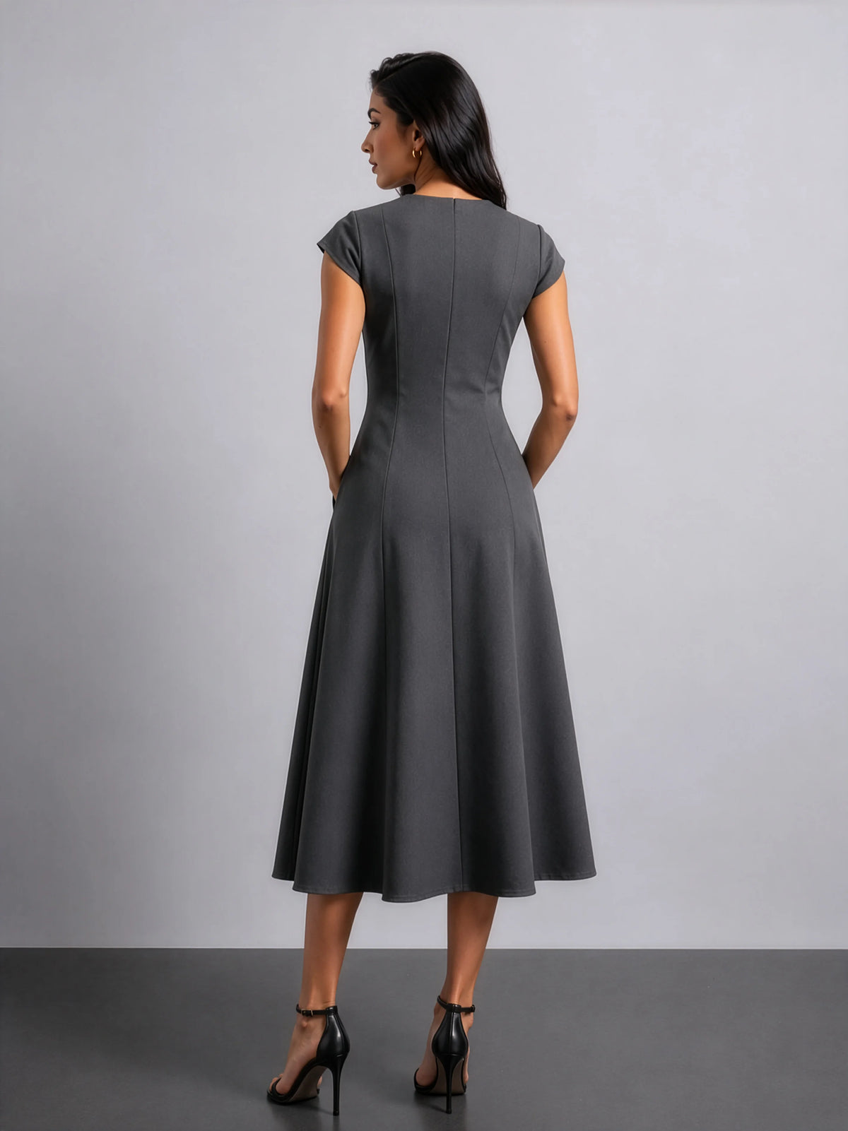 Classic Midi Dress in SoftSuit™- Slate Grey