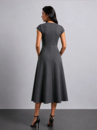 Classic Midi Dress in SoftSuit™- Slate Grey
