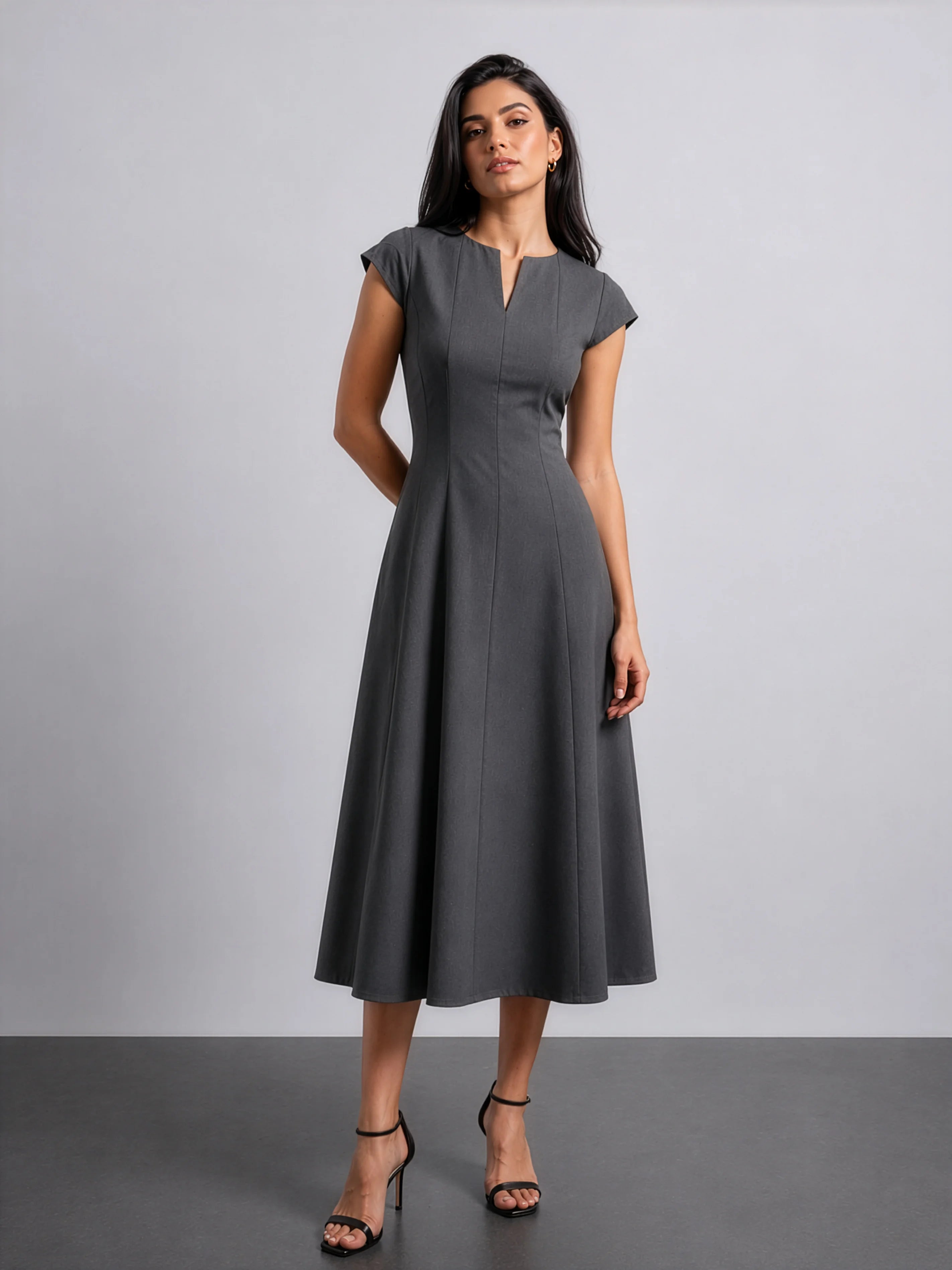 Classic Midi Dress in SoftSuit™- Slate Grey