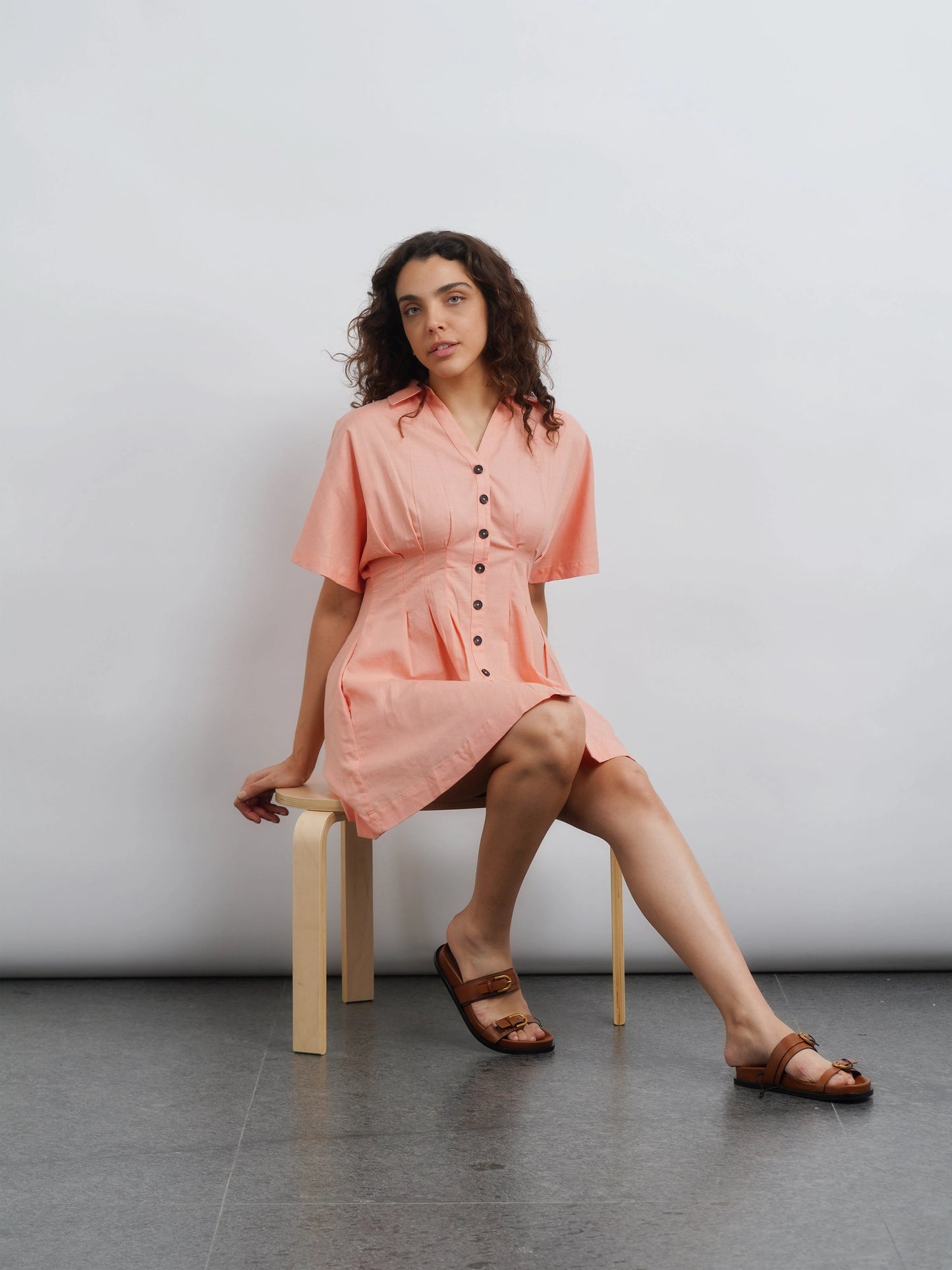 Cotton Dress - Peach Melon