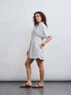 100% Cotton A-line Dress - Light Grey