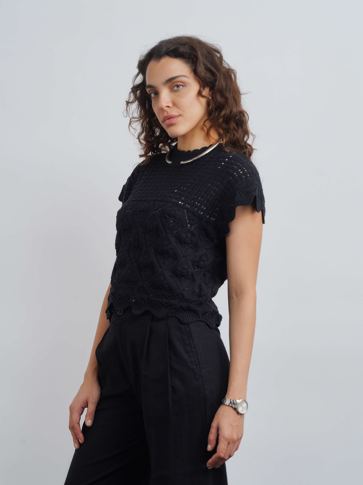 Aurora Crochet Top - Black