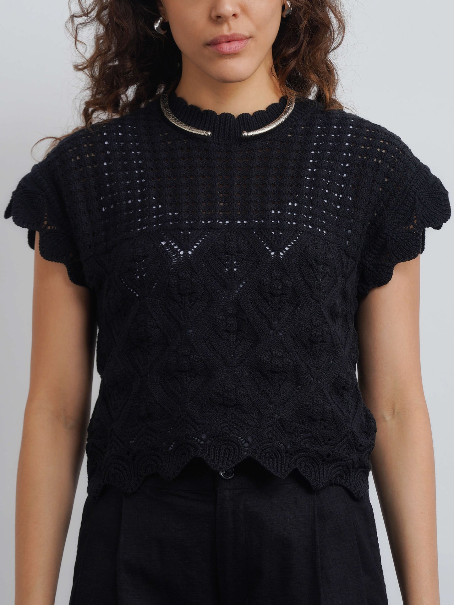 Aurora Crochet Top - Black