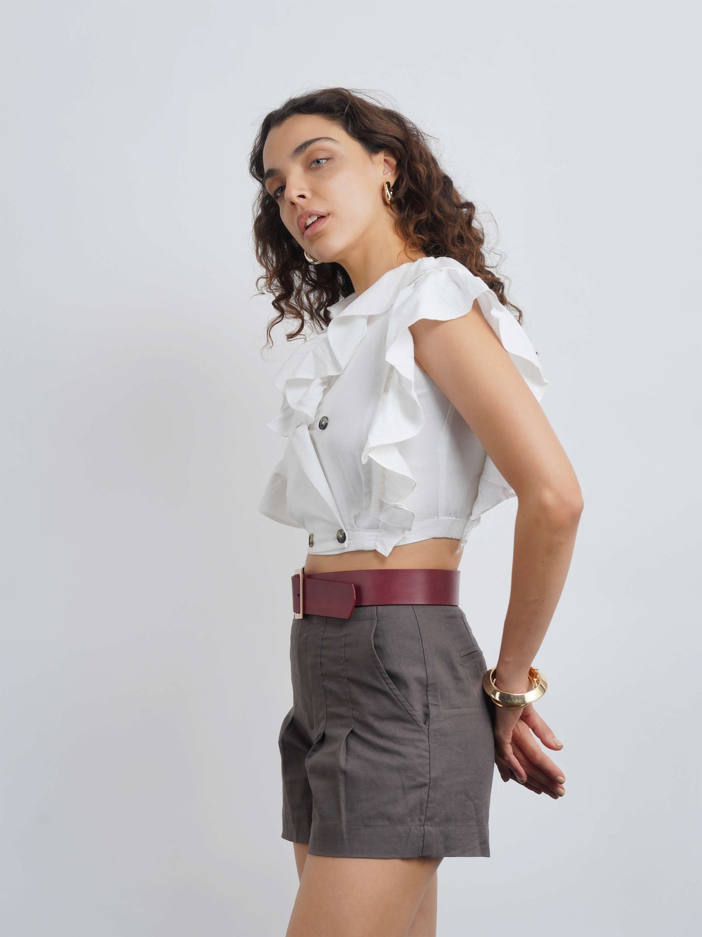 Somerset Linen Top - White