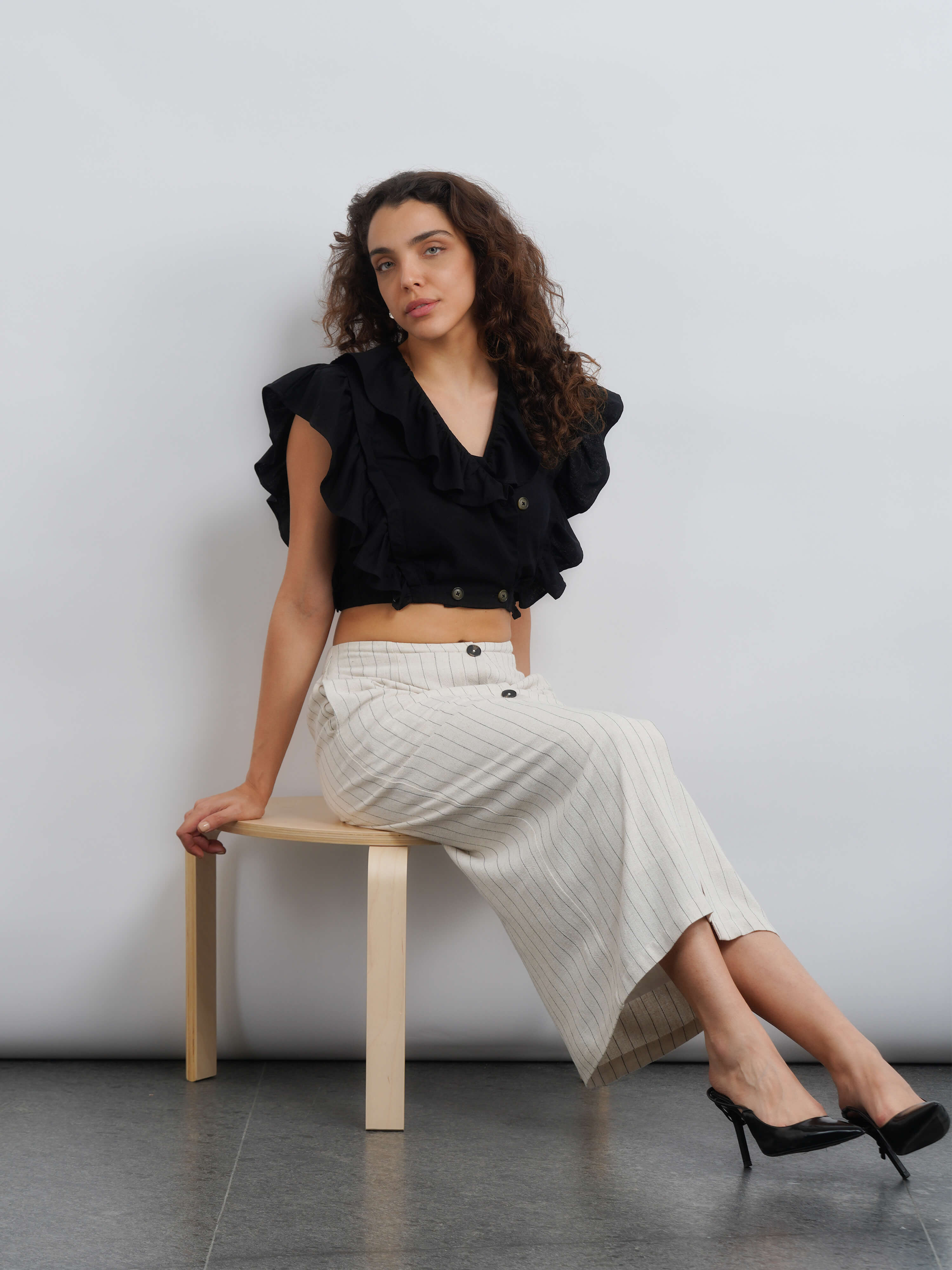 somerset linen top - black