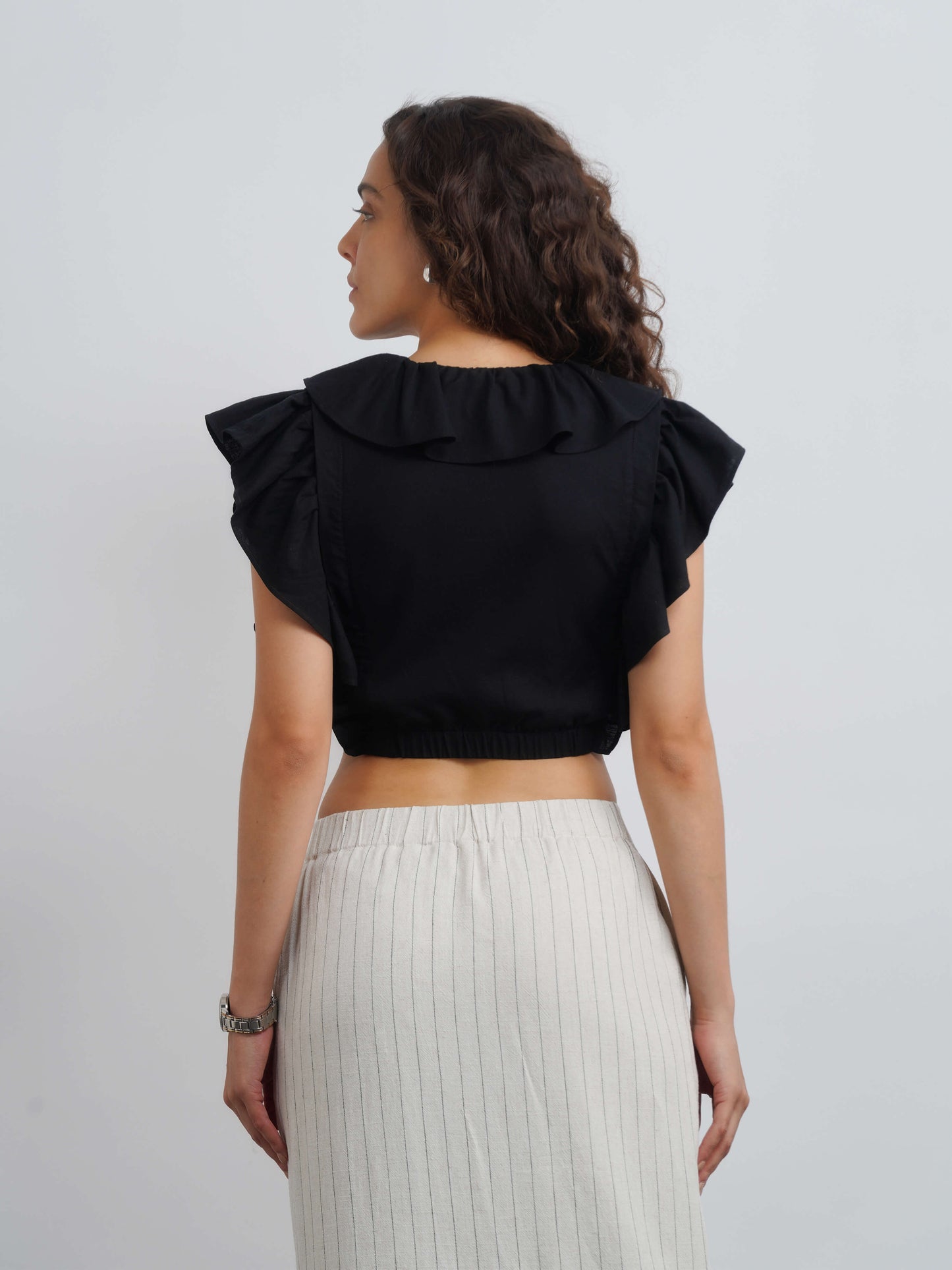 Somerset Linen Top - Black