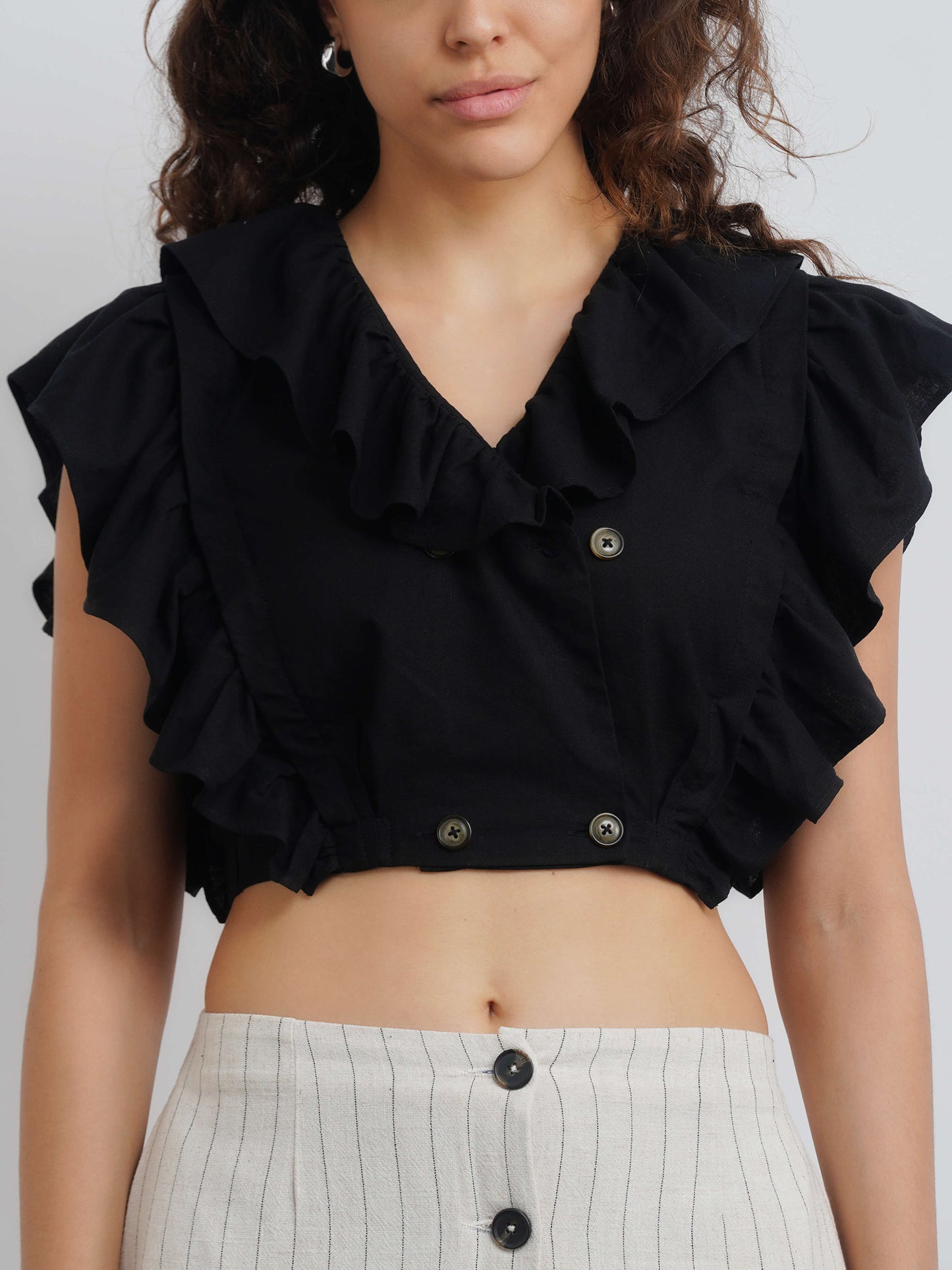 Somerset Linen Top - Black