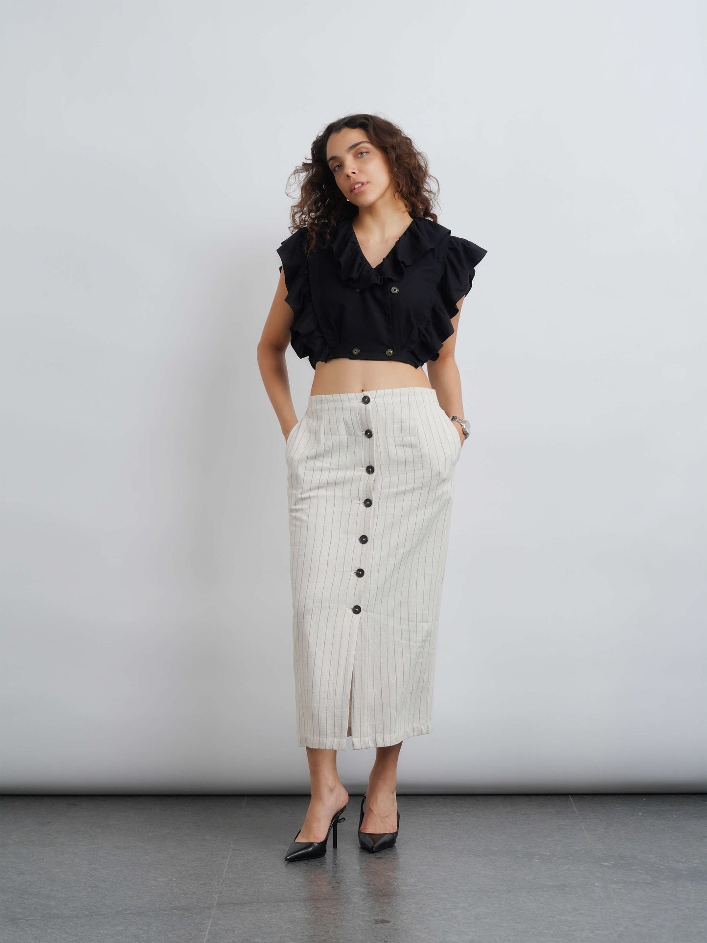 Somerset Linen Top - Black