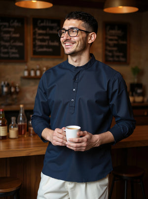 Kensington - Navy Linen Relaxed Fit Shirt