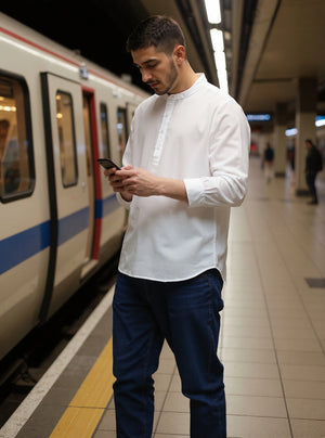 Kensington  - White Linen Relaxed Fit Shirt