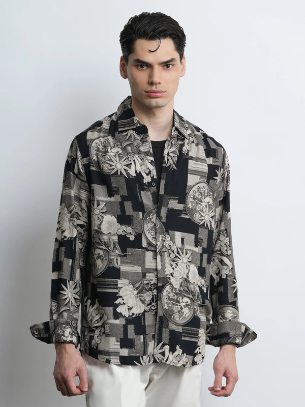Eclipse - Black Printed Regular Fit Shirt