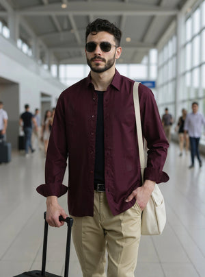 Midnight Lane  - Burgundy Slim Fit Shirt