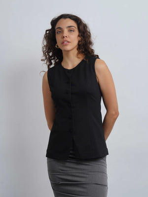 West Village Knit Waistcoat - Black