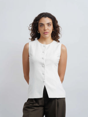 West Village Knit Waistcoat - White