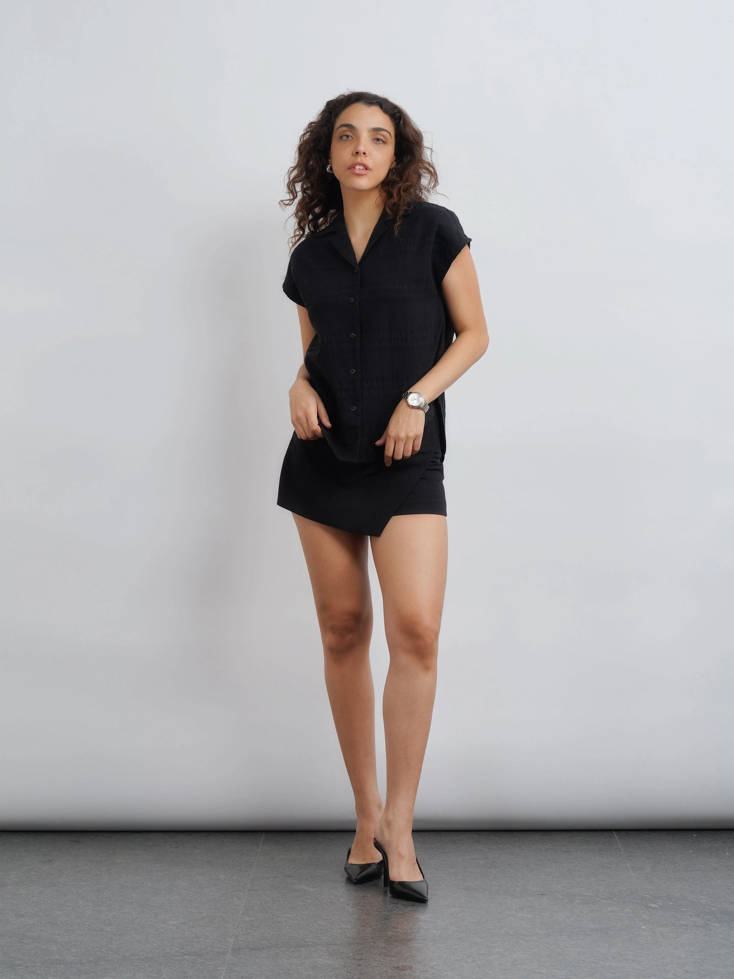 Textured Camp Shirt - Black