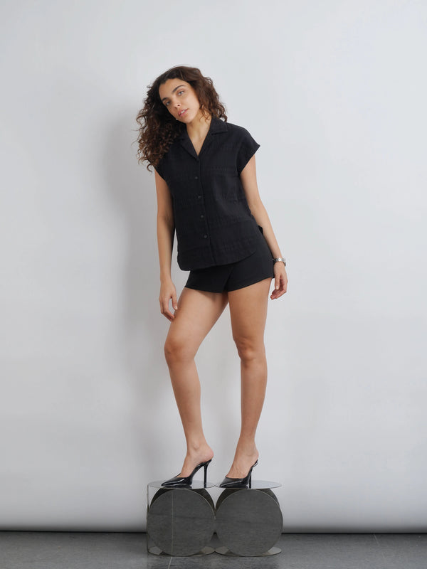 Textured Camp Shirt - Black