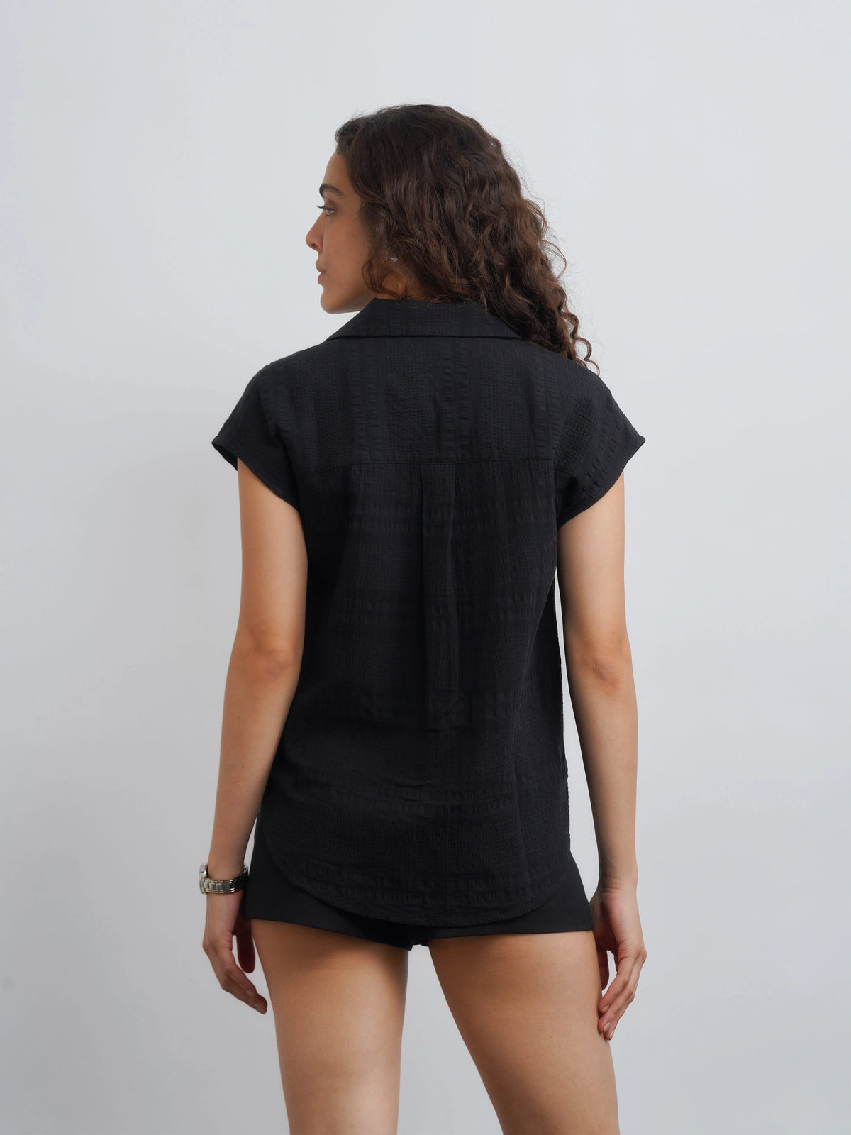 Textured Camp Shirt - Black