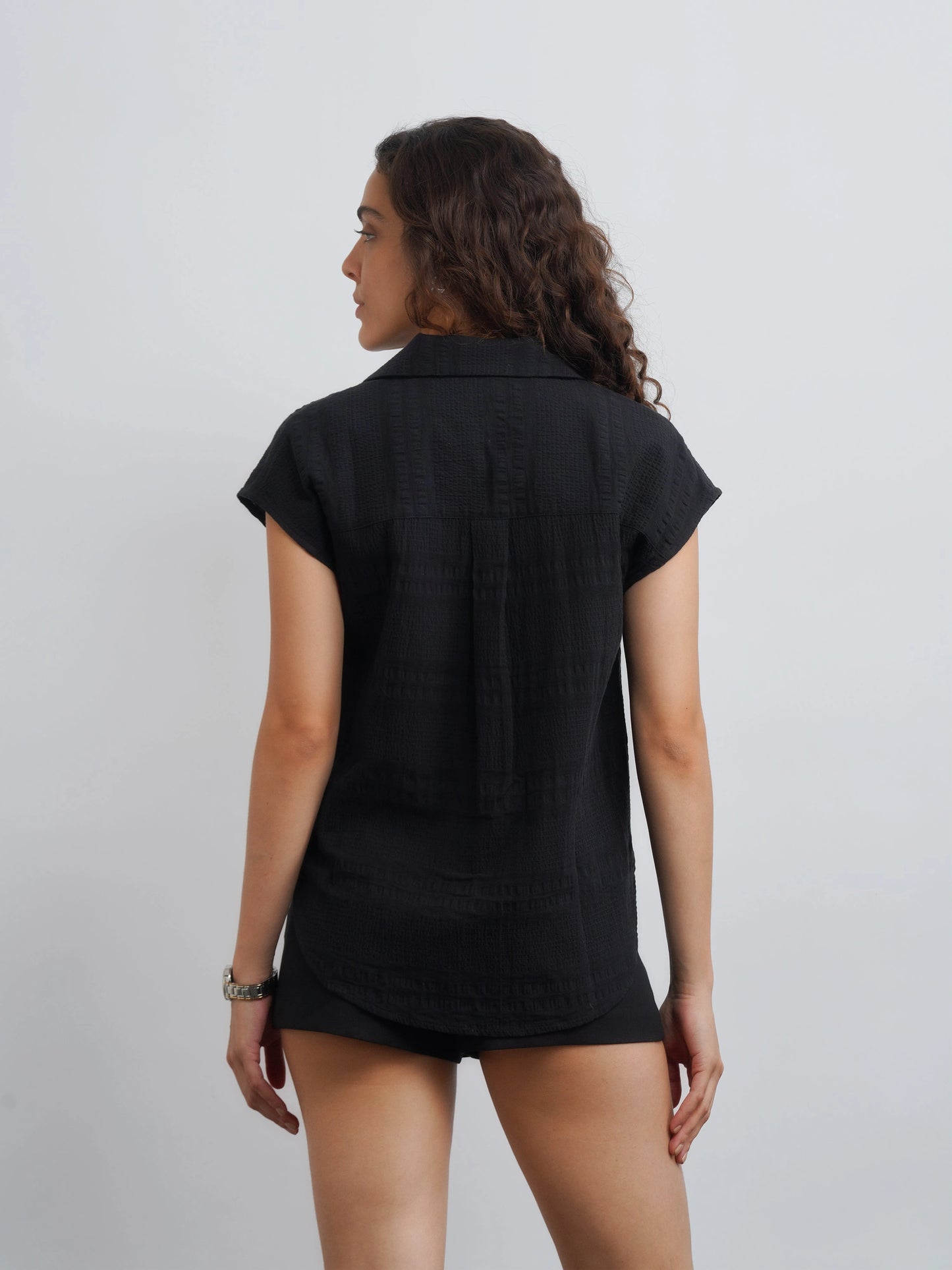 Textured Camp Shirt - Black