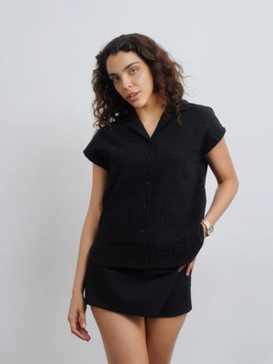 Textured Camp Shirt - Black
