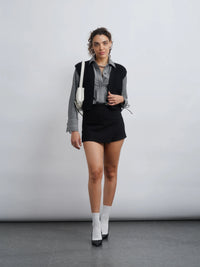 Grey Cotton Drawstring Shirt