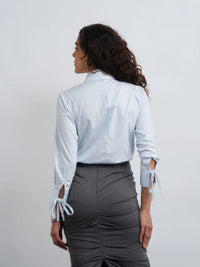 Cotton Drawstring Shirt - Blue Stripe