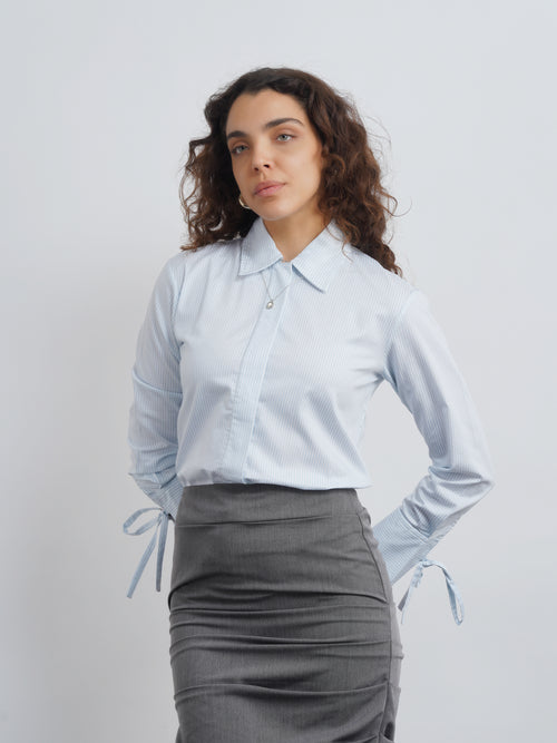 striped cotton drawstring shirt